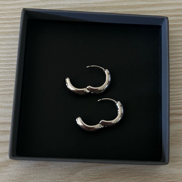 Small Silver Hinge Closure Hoops - Picture 3 of 4